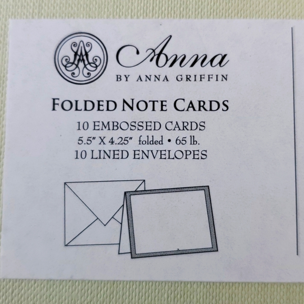 Anna by Anna Griffin Green Fern Embossed Cards Set of 10 with Lined Envelopes - Picture 5 of 5